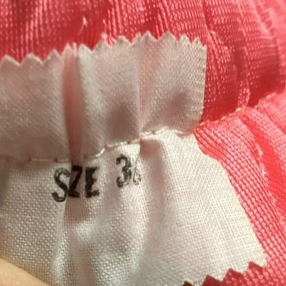 Vintage 60s Pink Quilted Satin Pajama Lounge Set Lace Trim Size 34 Medium - Picture 9 of 13